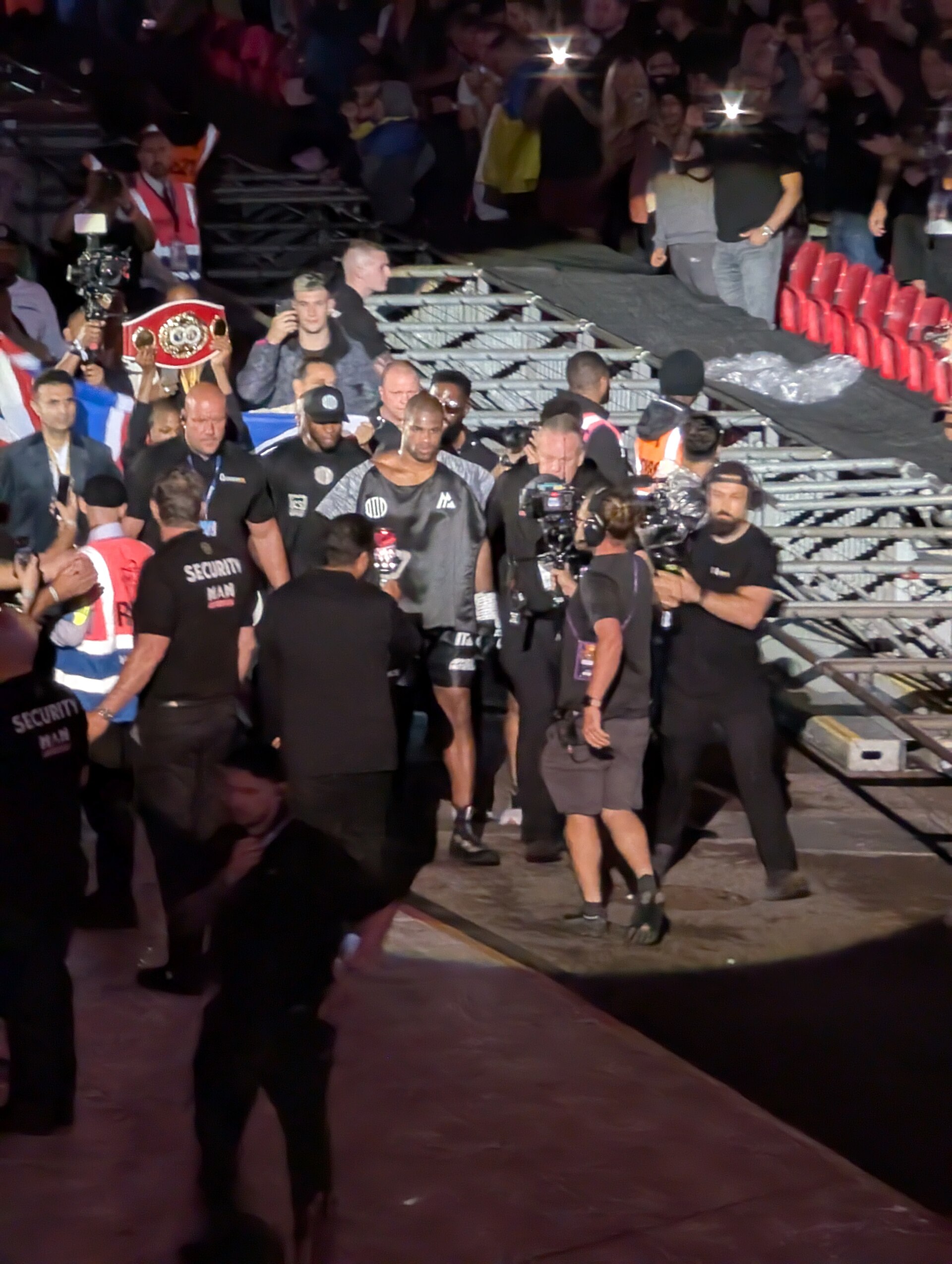 Daniel Dubois walking to the ring with his team at Wembley Stadium