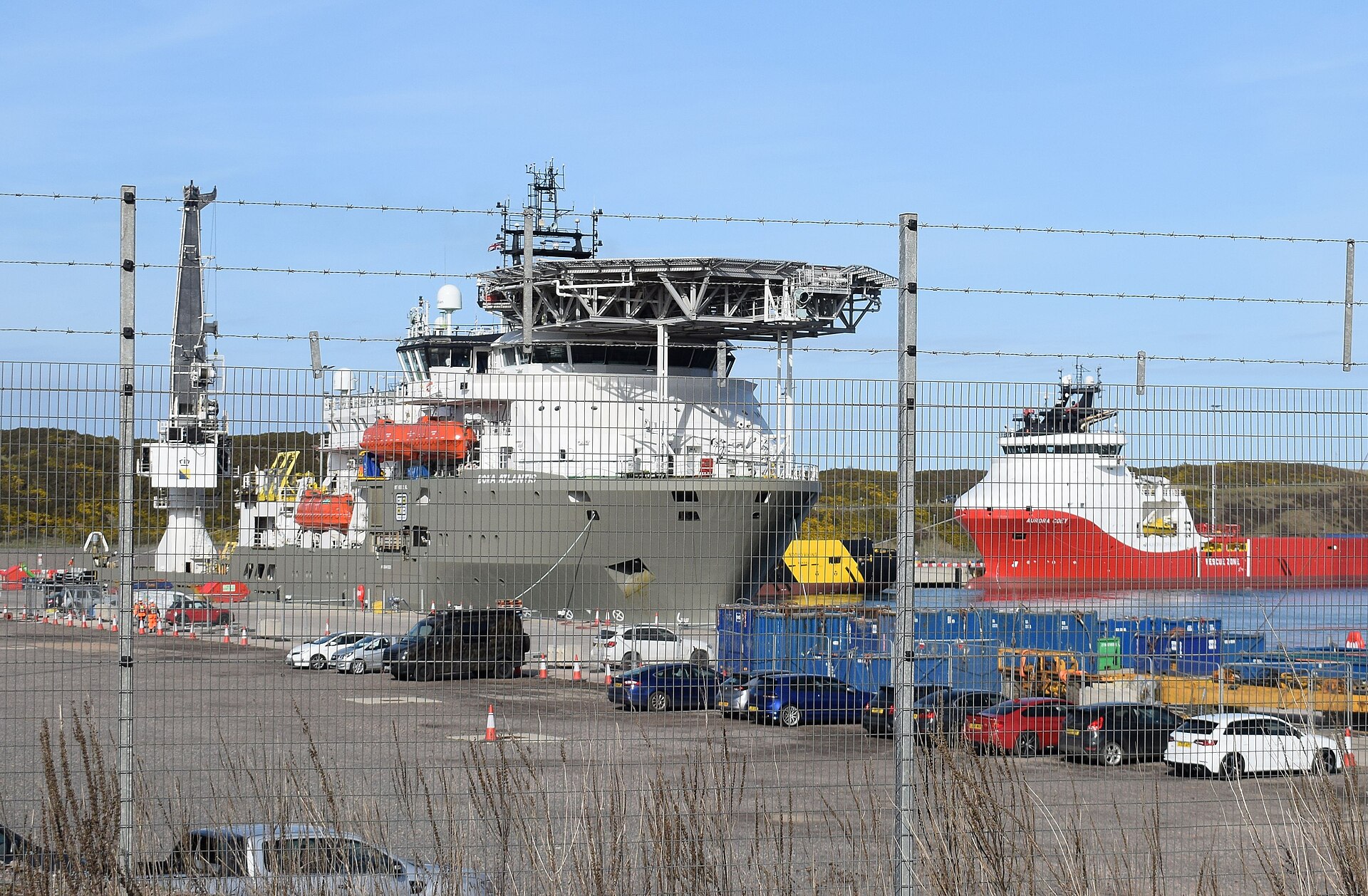 Offshore supply vessels berthed at Aberdeen South Harbour