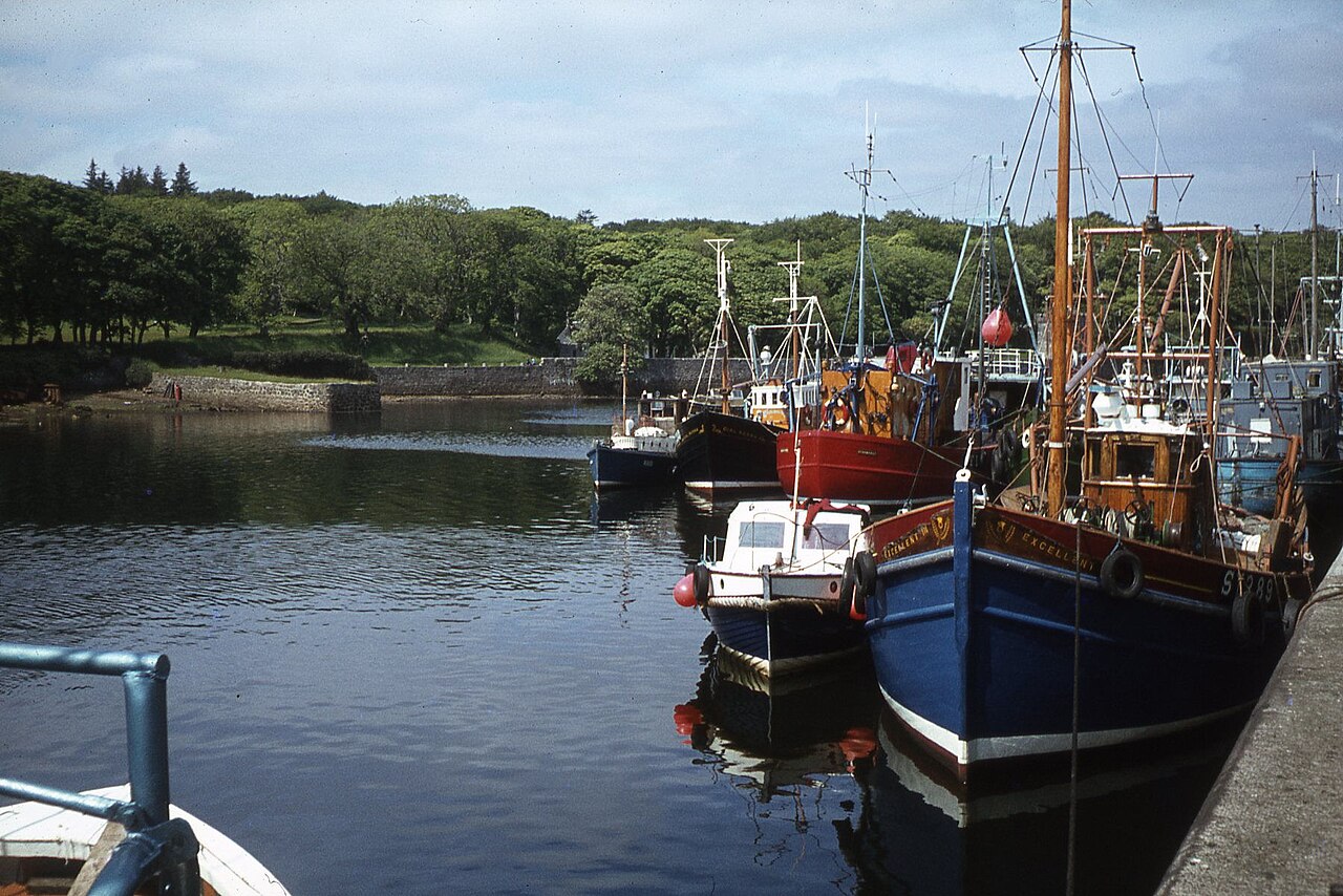 Fishing boats moored in Stornoway harbour on the Isle of Lewis