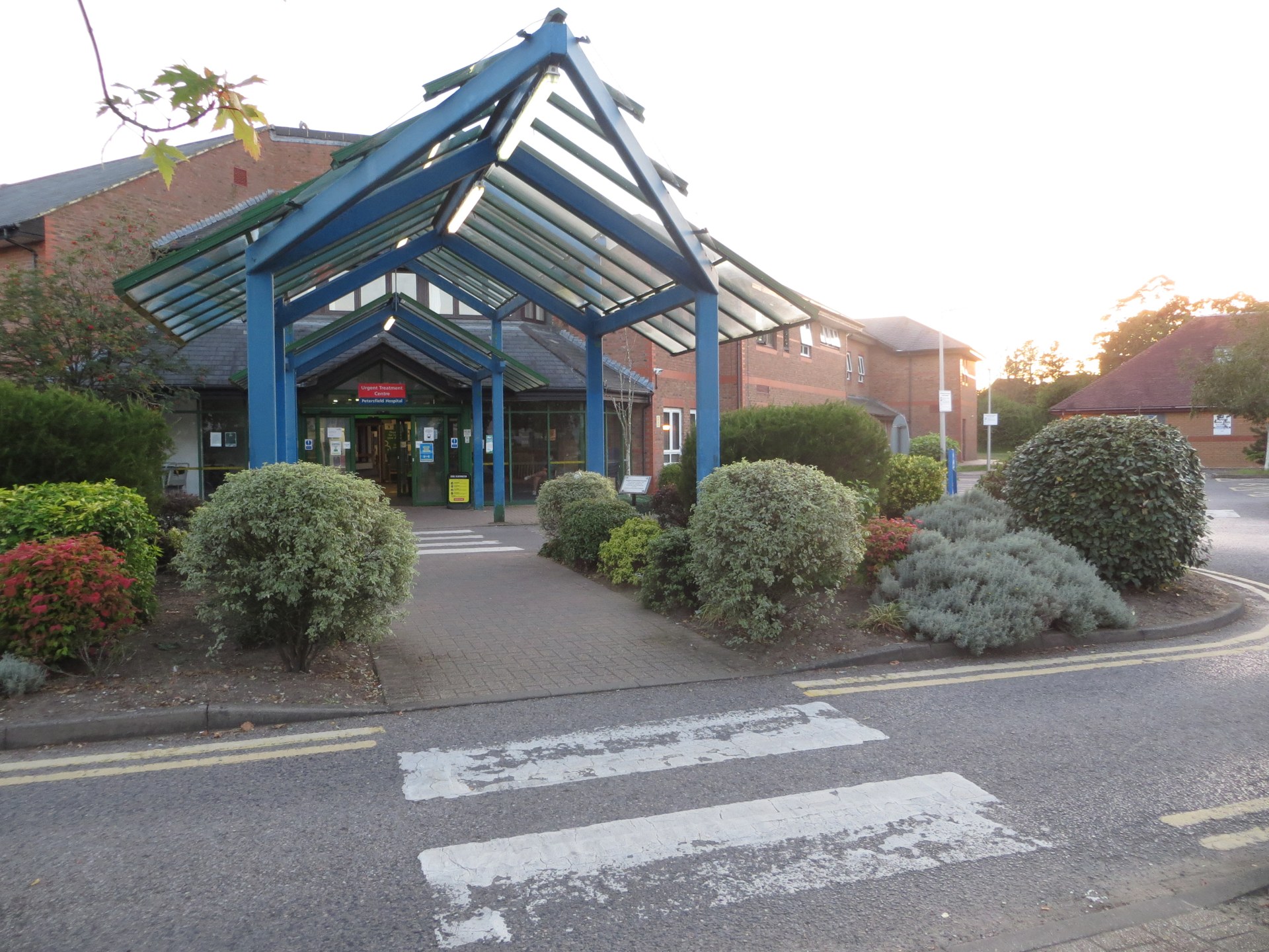Entrance to Petersfield Hospital and Urgent Treatment Centre in Hampshire