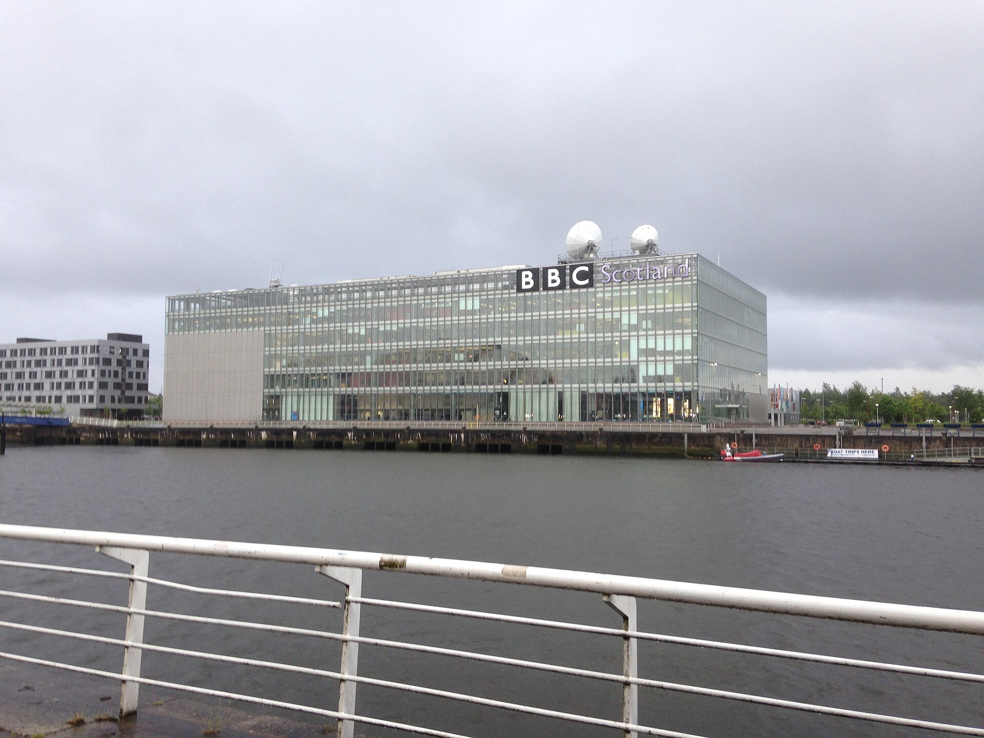 BBC Scotland’s glass headquarters at Pacific Quay on the River Clyde in Glasgow