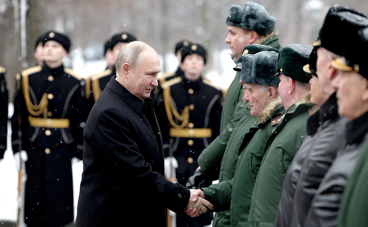 Vladimir Putin speaking in Moscow in February 2024