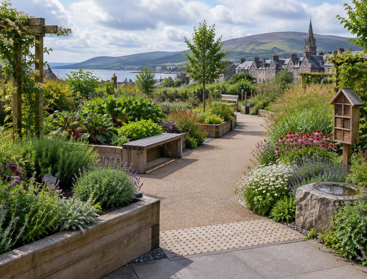 Illustrative image of an accessible community garden
