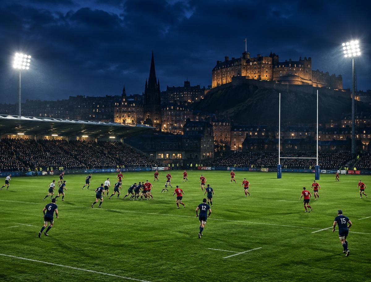 Illustrative rugby match under floodlights; not the Edinburgh–Stormers game