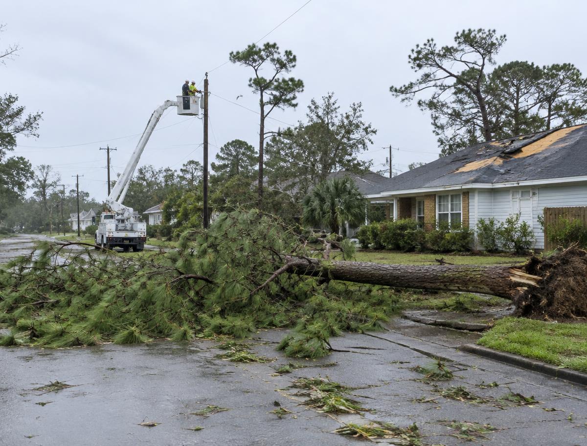 Illustrative hurricane aftermath; not an image of Isaias damage