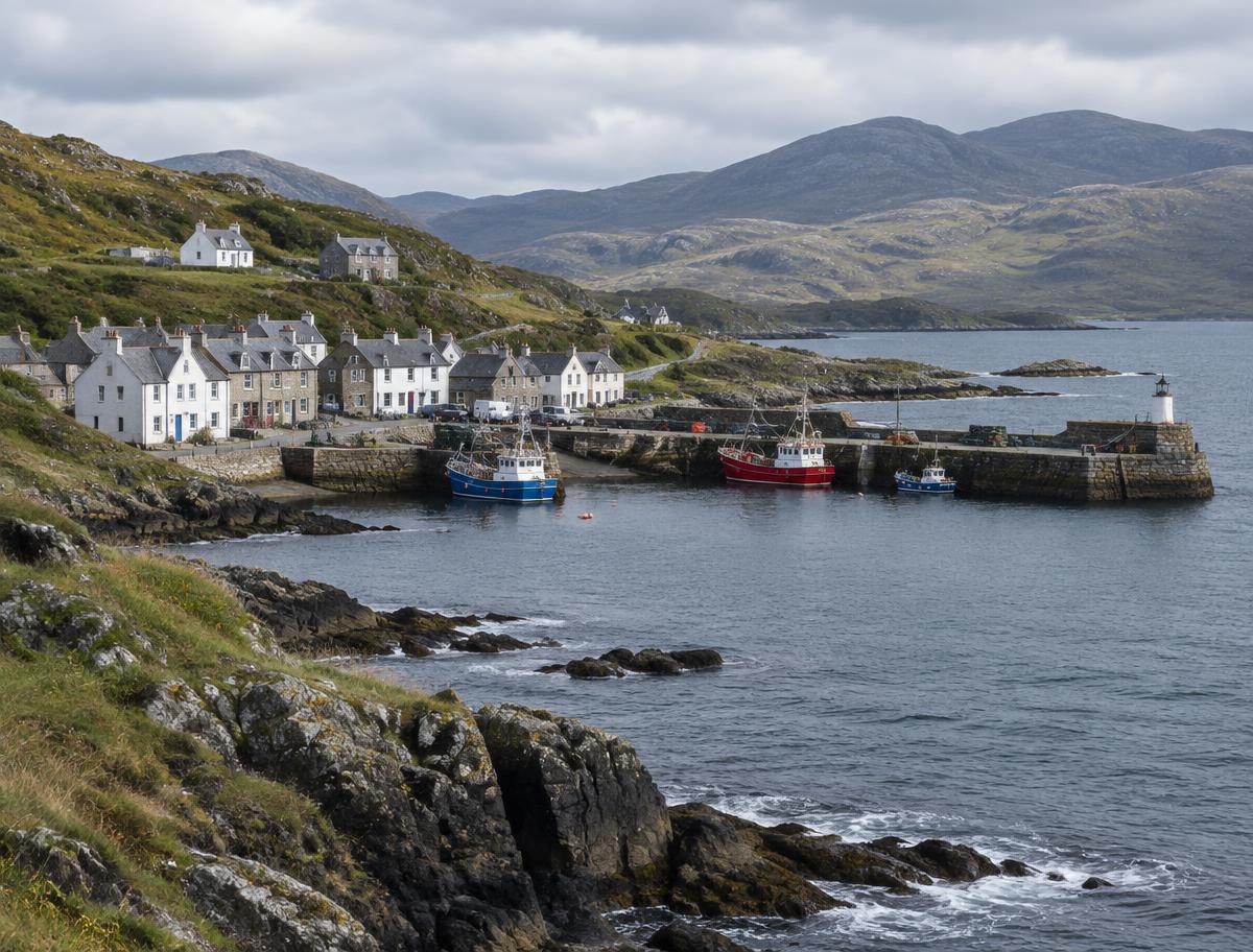 Illustrative image of a Scottish coastal harbour